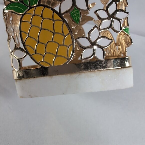Bath & Body Works Pineapple Plumeria Soap Holder Gold White Summer Flowers - Picture 11 of 13